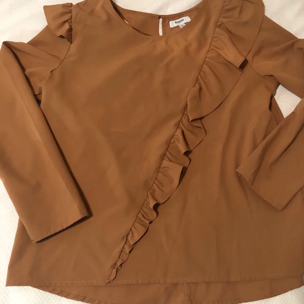 Kensie Gold Ruffle Blouse - Picture 2 of 5